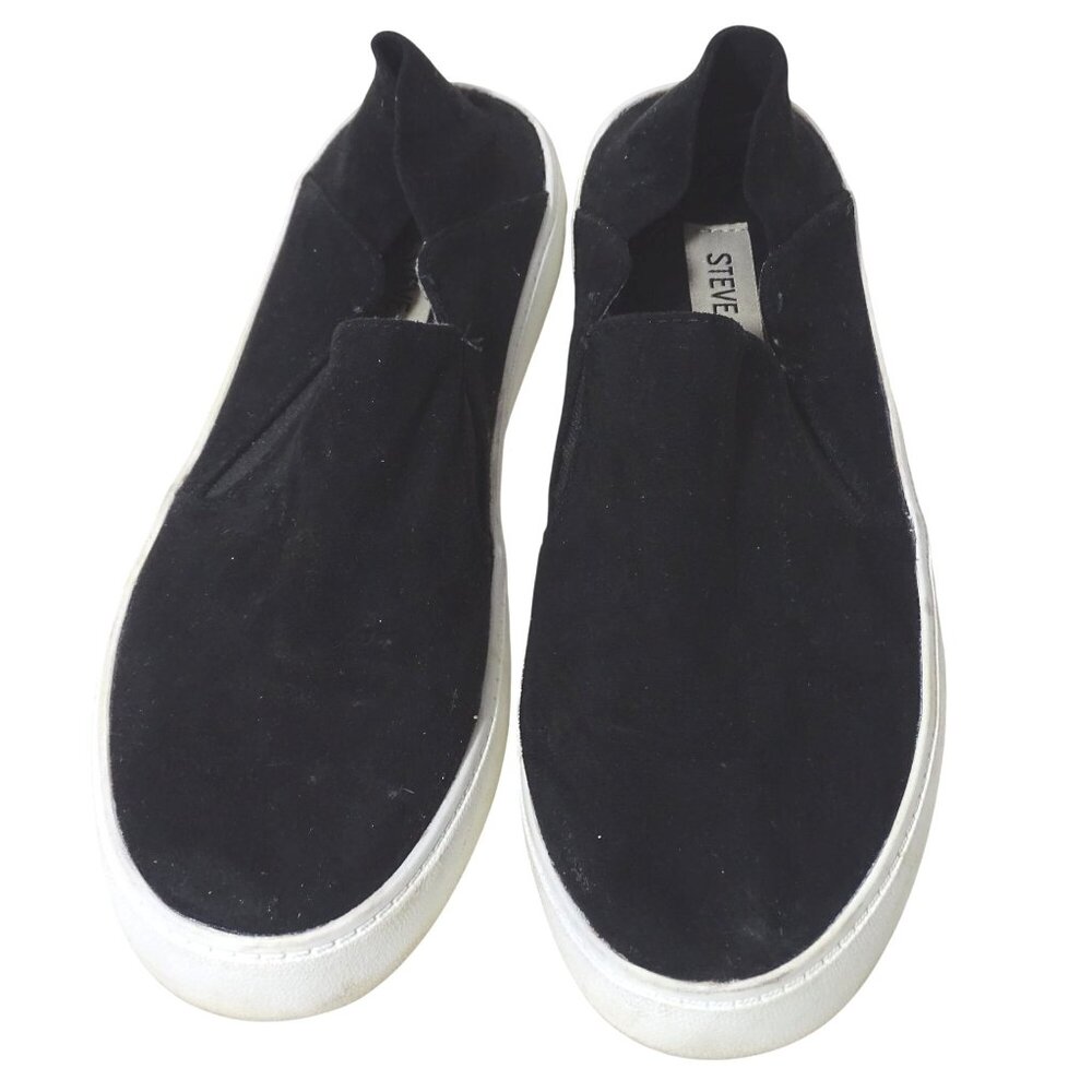 Steve Madden Fayna Black Slip On Sneakers Shoes Women Size 7 Faux Suede